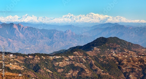 Himalaya and mount Nanda Devi panoramic view