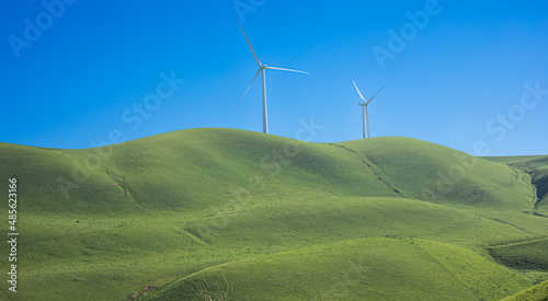 wind farm on rolling hills northern California 