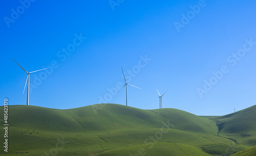 wind farm on rolling hills northern California 