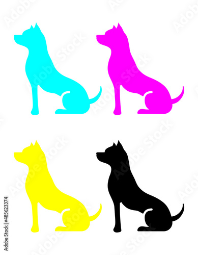 set of dogs silhouettes  colorful  vector illustration 