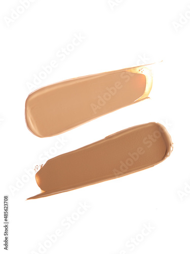 Make-up foundation swatches isolated on white background