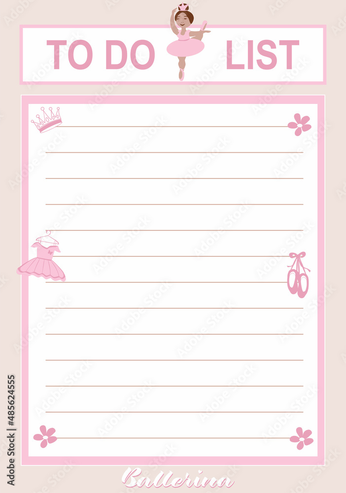 vector to do list for ballerina girls