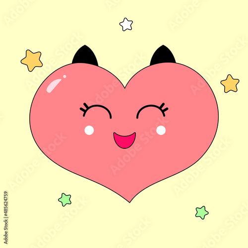 Vector illustration of a laughing heart. Valentine's Day, love, romantic, girlfriend. It is suitable for use for postcards, gifts, websites, social media, shops, print T-shirt.