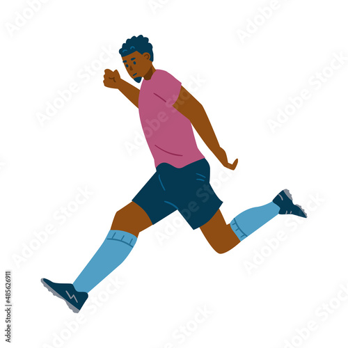 African American man soccer football player, flat vector illustration isolated.