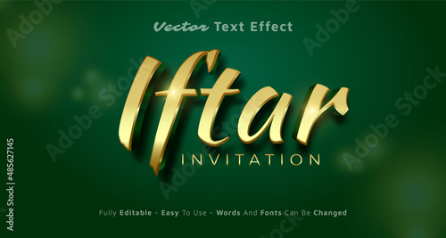 Creative 3d text Iftar party, editable style effect template
