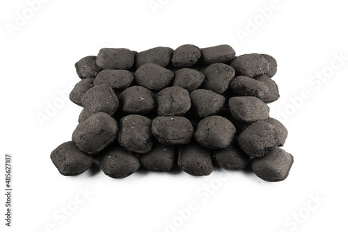 Black oak coal isolated on white background.