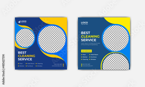 Cleaning services social media post and web banner design 