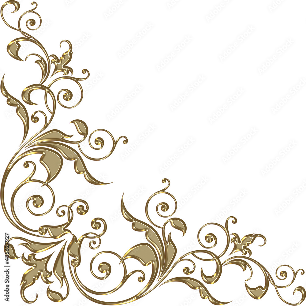 3D-image bronze modern corner ornament for ceiling decoration 3D-image bronze modern corner ornament for ceiling decoration