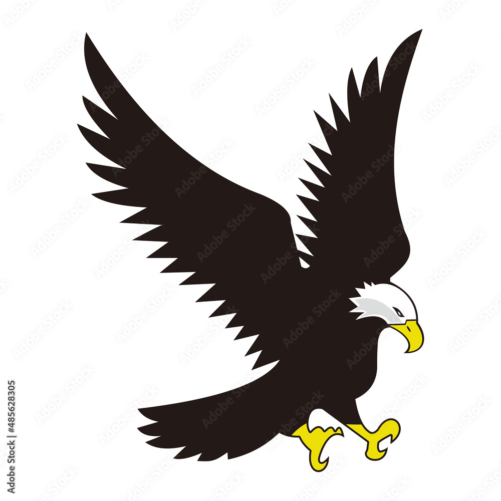 Obraz premium Flying bald eagle icon logo illustration