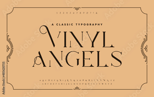 Vintage and classic alphabet font set design. Vector illustration typeface. Decorative serif fonts collection. Ligature collective designs.