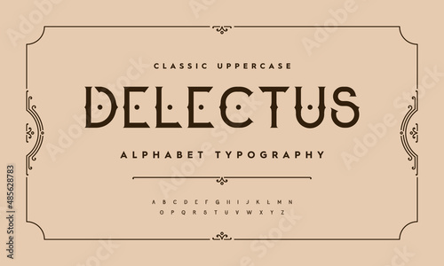 Vintage and classic alphabet font set design. Vector illustration typeface. Decorative serif fonts collection. Ligature collective designs.