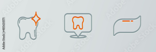 Set line Toothpaste, whitening and Dental clinic location icon. Vector