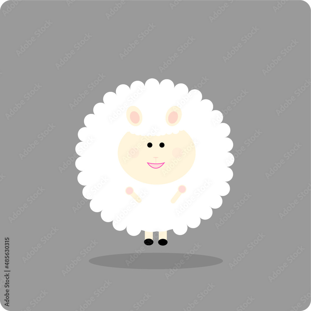 smiling, cute and childish sheep illustration smiling, cute and childish sheep illustration