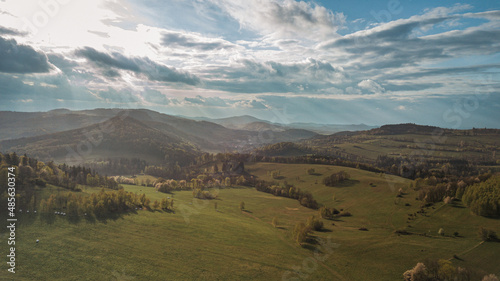 Polish Moutains - Gory Kaczawskie - Wygasle wulkany - Pogórze kaczawskie - Bober - Katzbach - Vorgebirge- panorama of the mountains in autumn © Adam