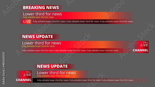 Bright red lower thirds design template for news & video