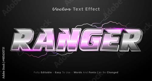 Creative 3d text Ranger editable metal style effect template