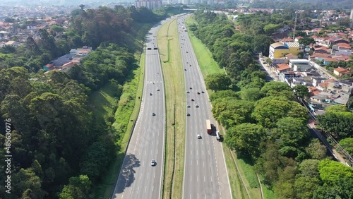 Bandeirantes highway near downtown Sao Paulo Brazil. Famous brazilian road connecting people to cities of countryside of Sao Paulo state. photo