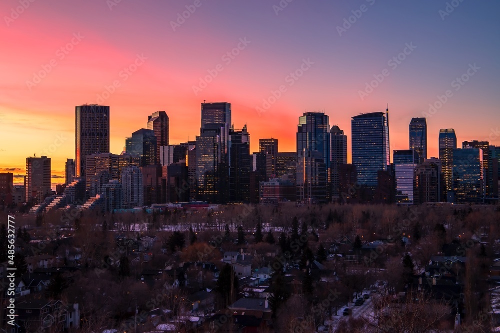 Calgary Skyline At Sunrise