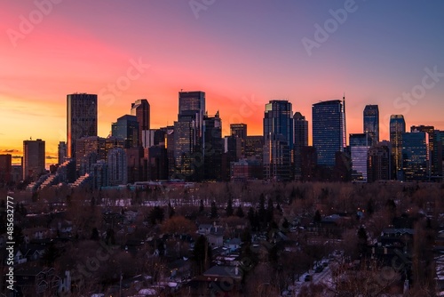 Calgary Skyline At Sunrise
