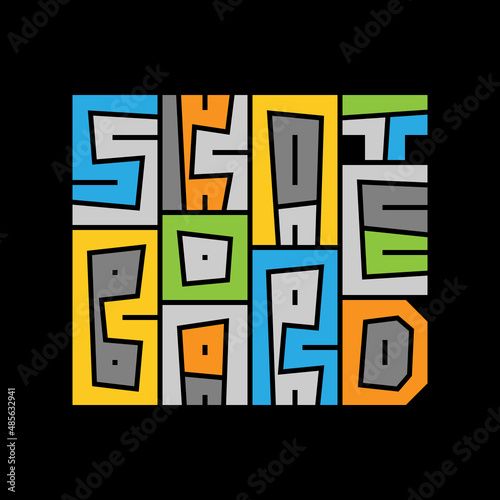 Skateboard typography graphic. Concept in cartoon style for print production. T-shirt fashion Design.