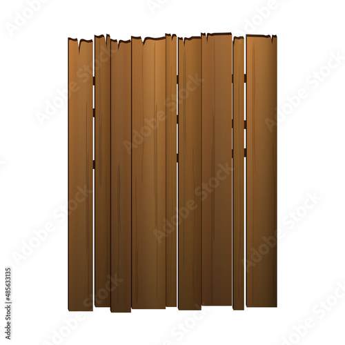 Wooden fence isolated on white background with parallel plank old. Vector illustration