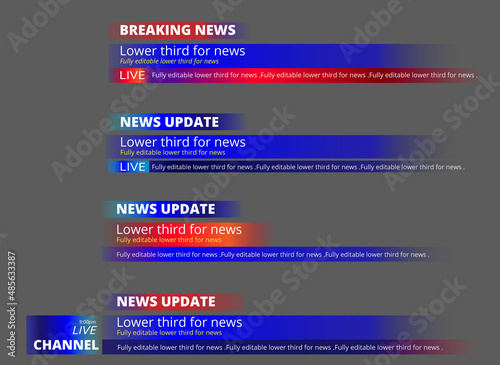 Lower thirds design for breaking & live update news on multi layer