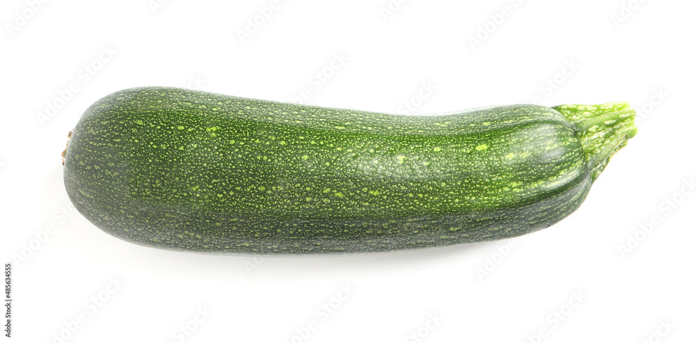 One raw ripe zucchini isolated on white One raw ripe zucchini isolated on white