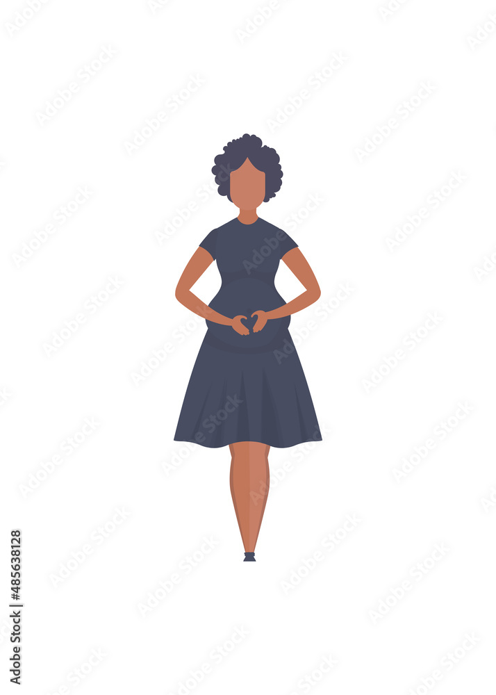 Pregnant girl in full growth. Happy pregnancy. Isolated on white background. Flat style. Vector illustration. Pregnant girl in full growth. Happy pregnancy. Isolated on white background. Flat style. Vector illustration.