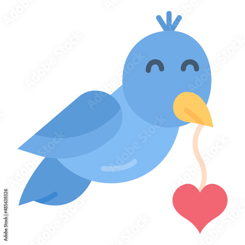 Bird love heart flat icon