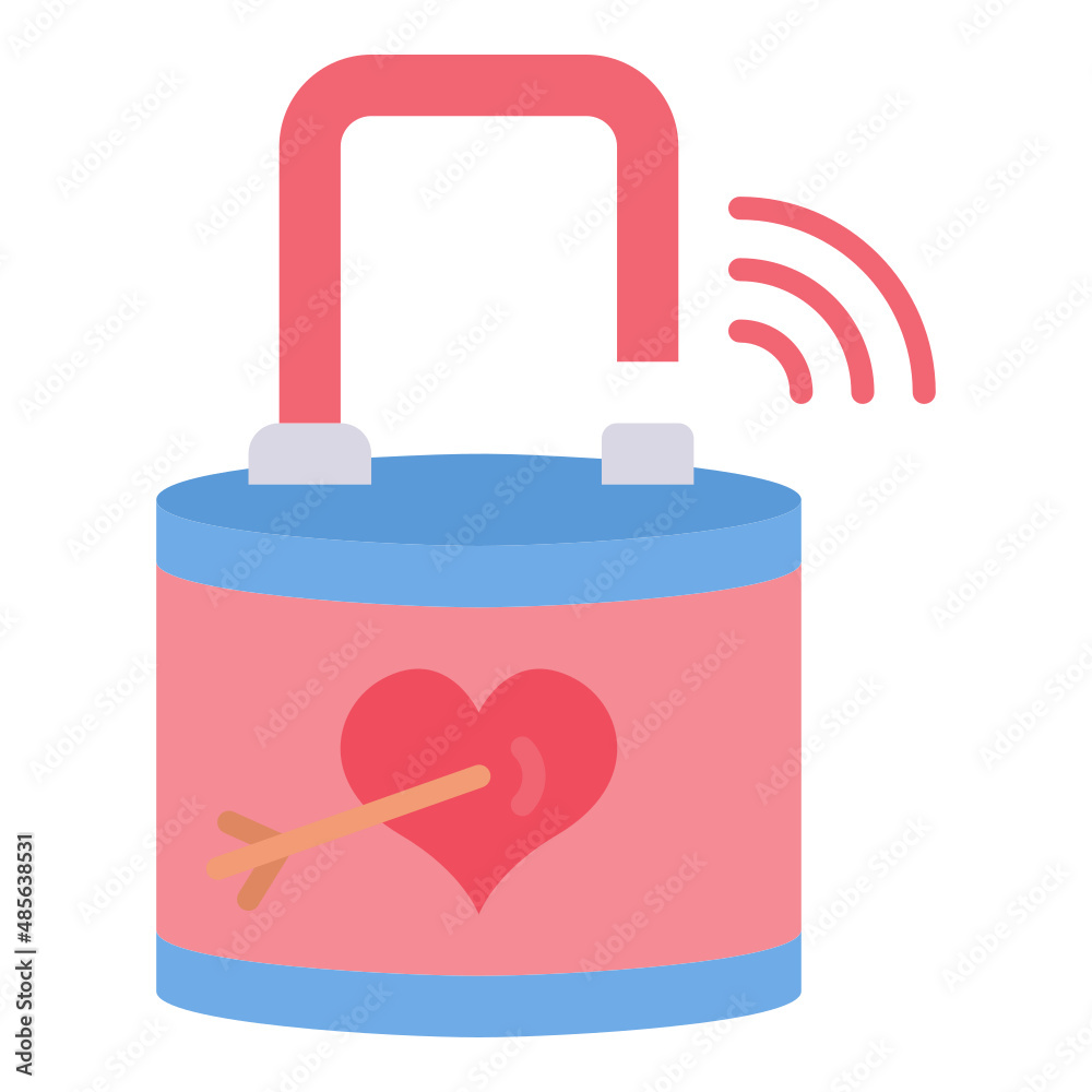 Unclock padlock with key and heart flat icon Unclock padlock with key and heart flat icon