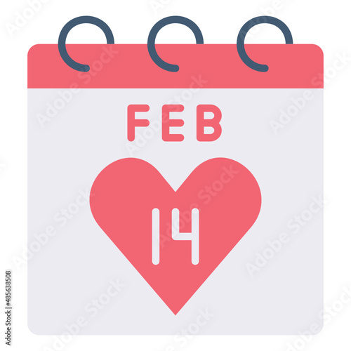 Calendar valentine day flat icon