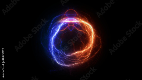 Fire and ice lightning background, power electrical abstract © Martin Capek