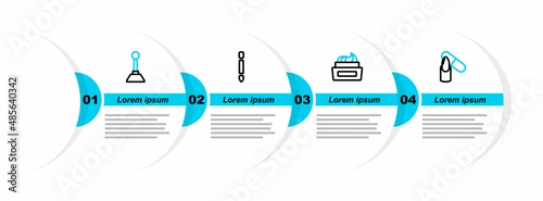 Set line Nail file, Bottle of nail polish, Cuticle pusher and Milling cutter for manicure icon. Vector