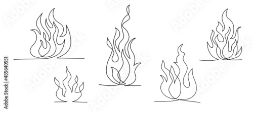 Bonfire in one line art drawing style.
