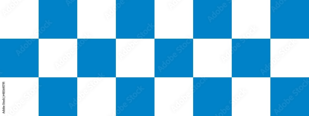 Checkerboard banner. Blue and White colors of checkerboard. Big squares, big cells. Chessboard, checkerboard texture. Squares pattern. Background. Checkerboard banner. Blue and White colors of checkerboard. Big squares, big cells. Chessboard, checkerboard texture. Squares pattern. Background.