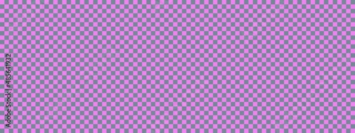 Checkerboard banner. Light Slate Grey and Violet colors of checkerboard. Small squares, small cells. Chessboard, checkerboard texture. Squares pattern. Background.