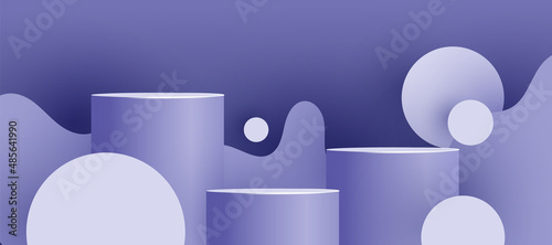 Abstract minimal scene with geometrical form. Cylinder podiums in colors.