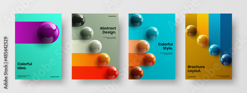 Abstract 3D balls presentation template bundle. Clean corporate cover design vector layout composition.