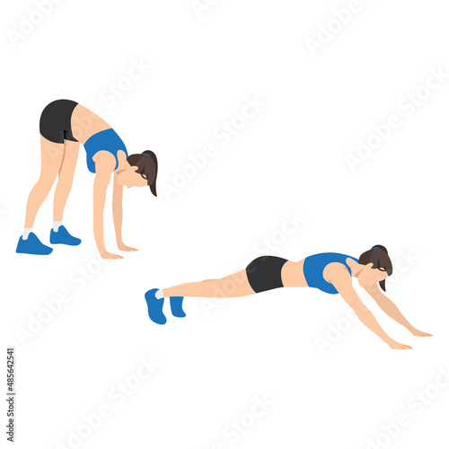 Woman doing inchworm exercise. Flat vector illustration isolated on white background photo