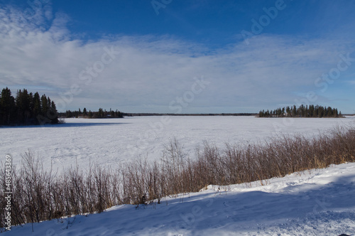 Frozen Astotin Lake on a Partially Cloudy Winter Day © RiMa Photography