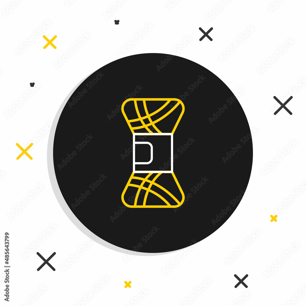 Line Yarn icon isolated on white background. Label for hand made, knitting or tailor shop. Colorful outline concept. Vector