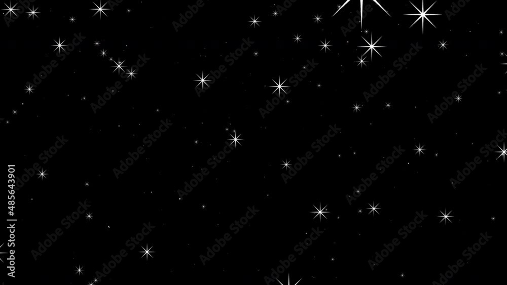 Abstract snowflakes shimmering in the moonlight. Beautiful winter landscape. Winter evening background. 3D. 4K. Isolated black background. Abstract snowflakes shimmering in the moonlight. Beautiful winter landscape. Winter evening background. 3D. 4K. Isolated black background.
