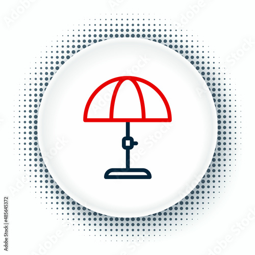 Line Sun protective umbrella for beach icon isolated on white background. Large parasol for outdoor space. Beach umbrella. Colorful outline concept. Vector