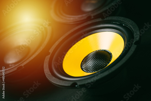 yellow-black audio loudspeaker photo