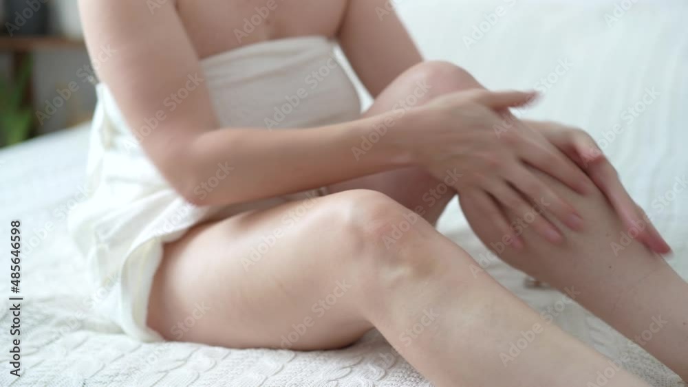 Close-up of female body with cellulite, woman makes massage against cellulite with her hands. Bodypositive concept 4k video Close-up of female body with cellulite, woman makes massage against cellulite with her hands. Bodypositive concept 4k video