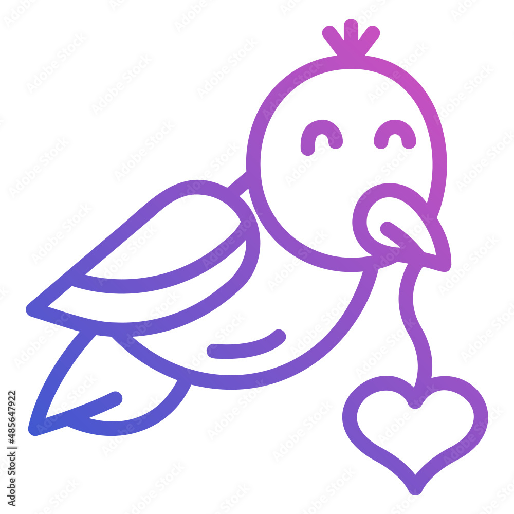 Bird love heart line gradient icon Bird love heart line gradient icon