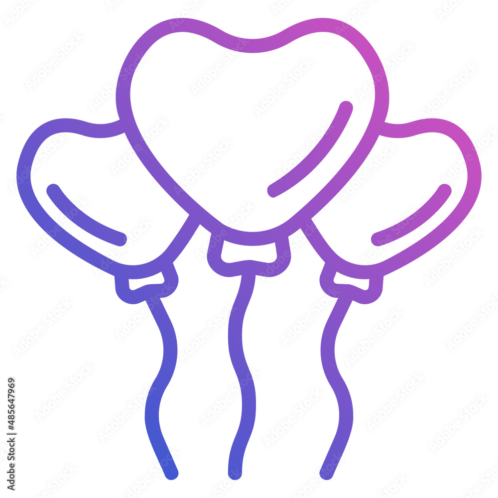 Balloon love heart line gradient icon Balloon love heart line gradient icon