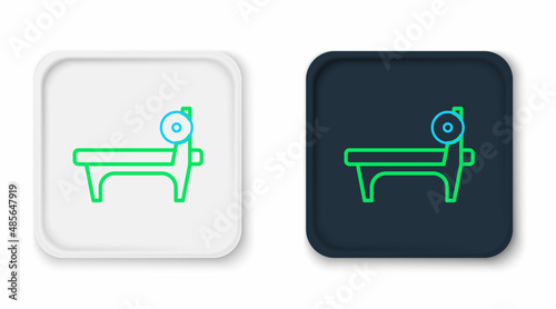 Line Bench with barbel icon isolated on white background. Gym equipment. Bodybuilding, powerlifting, fitness concept. Colorful outline concept. Vector