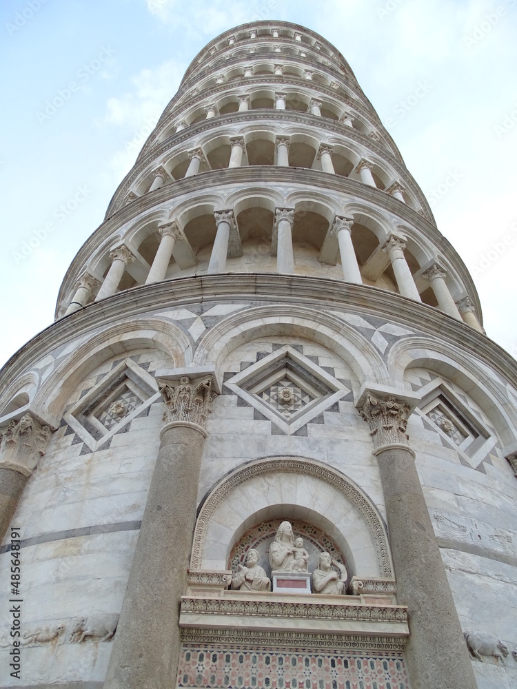 Close up of leaning tower of Pisa