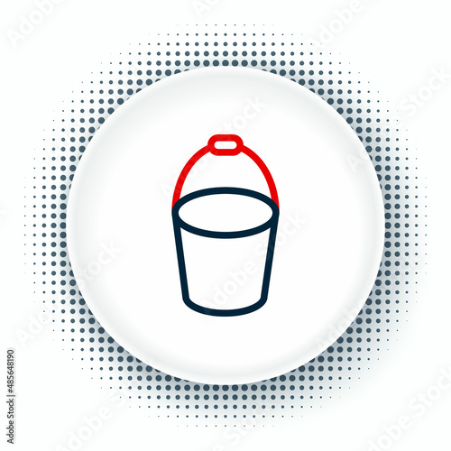 Line Fire bucket icon isolated on white background. Metal bucket empty or with water for fire fighting. Colorful outline concept. Vector